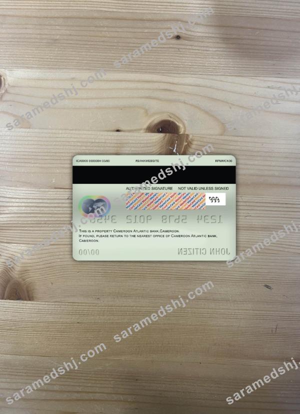 Cameroon Atlantic bank master debit card photolook back